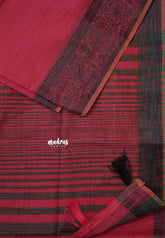 Queen's Pink - Premium Soft Slub Cotton with Warli Weaving Border